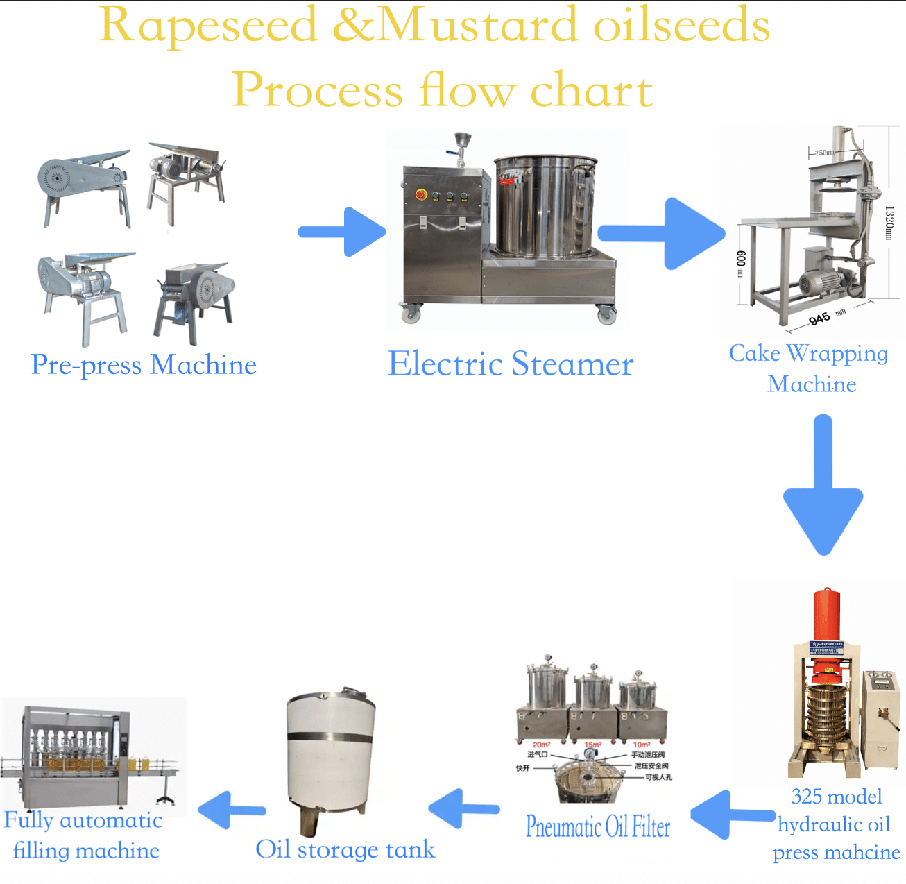 Rapeseed and mustard oilseeds process flow chart