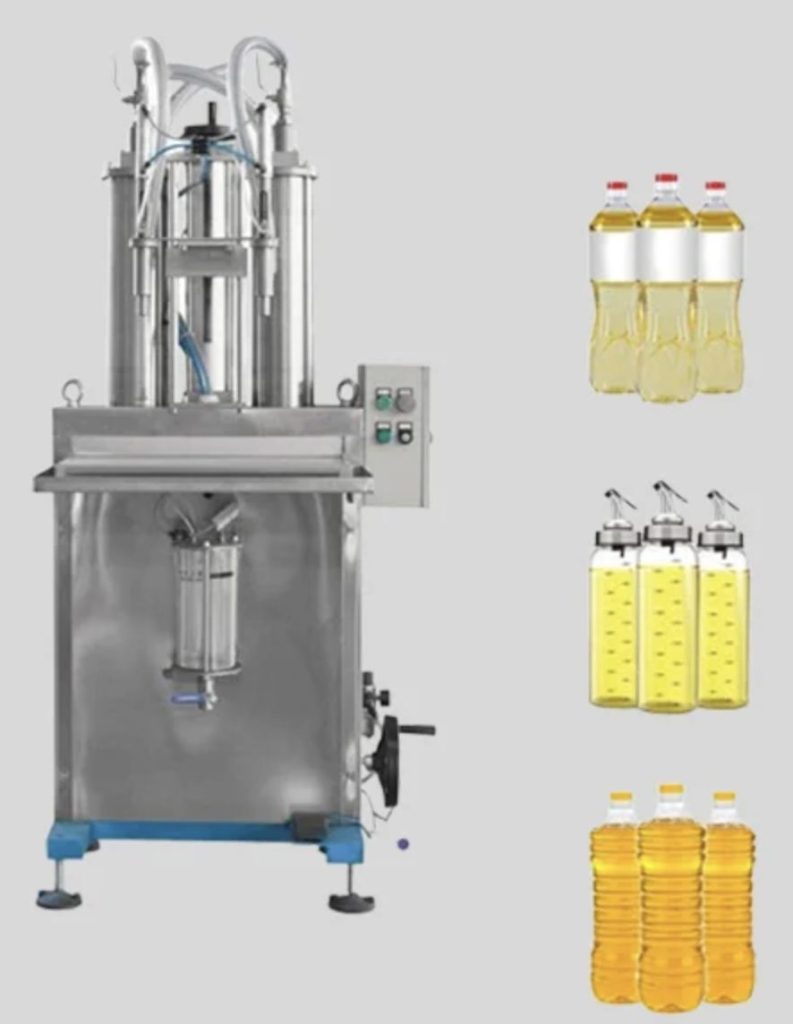 Semi-automatic piston filling machine with sample containers