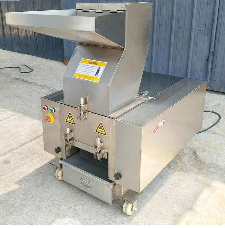 Factory photograph of a stainless steel screened coarse crusher