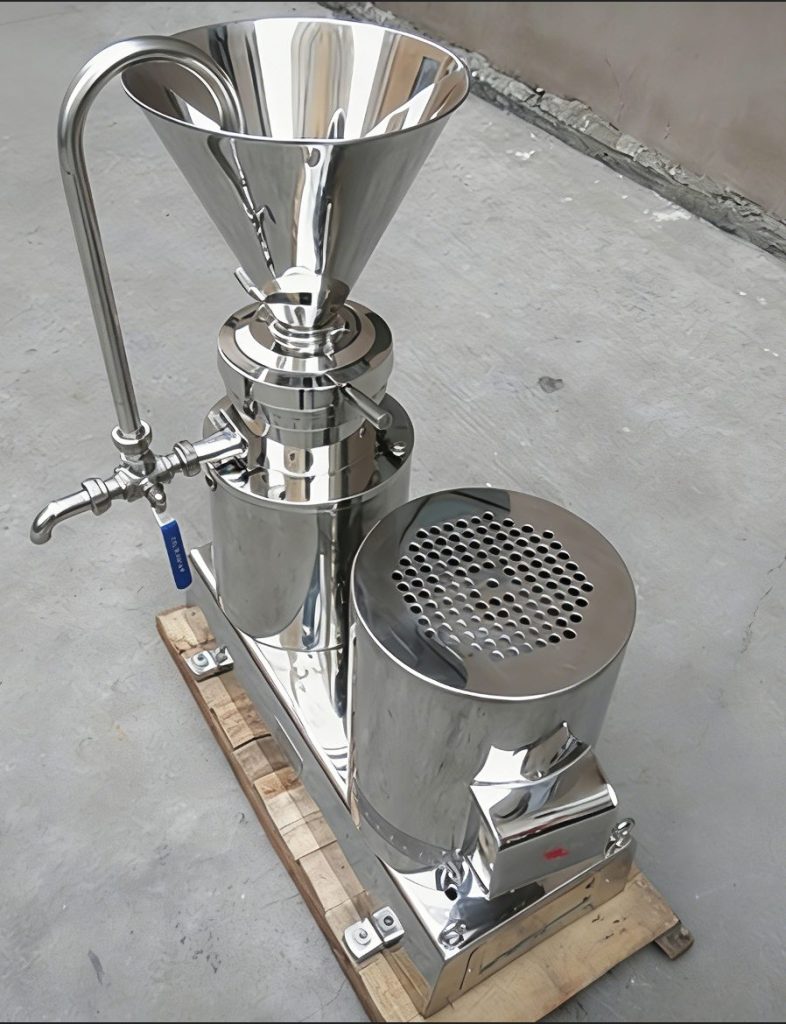 Stainless steel colloid mill for grinding cocoa nibs into liquor