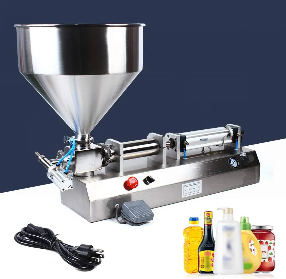 Horizontal pneumatic piston sauce and paste filling machine