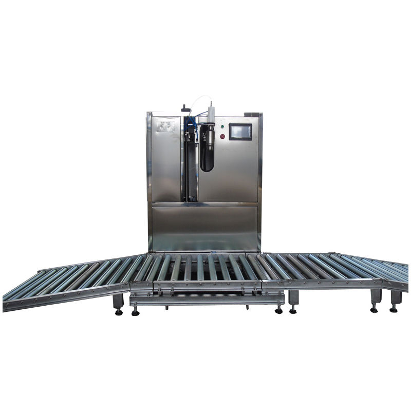 Single-head semi-automatic drum weighing filling machine with roller handling tables