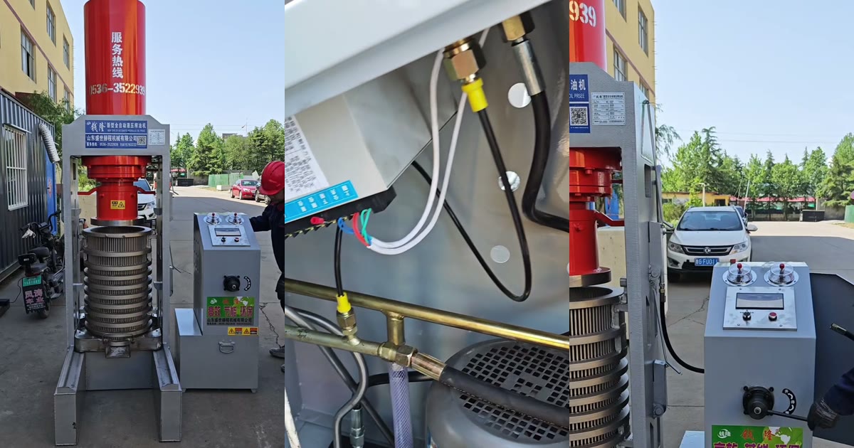 Hydraulic oil press hose connection and installation work