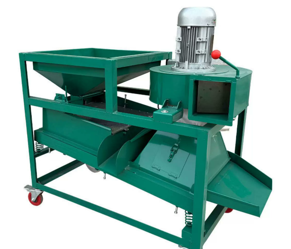 Green oilseed screening machine with hopper double-layer screen fan and separate outlets